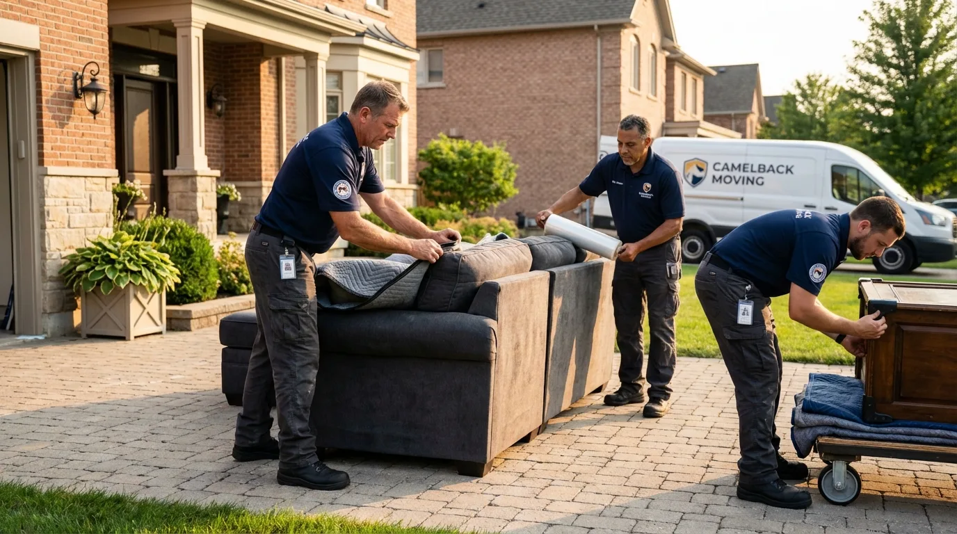 Large estate moving crew wrapping furniture in New Llano, LA